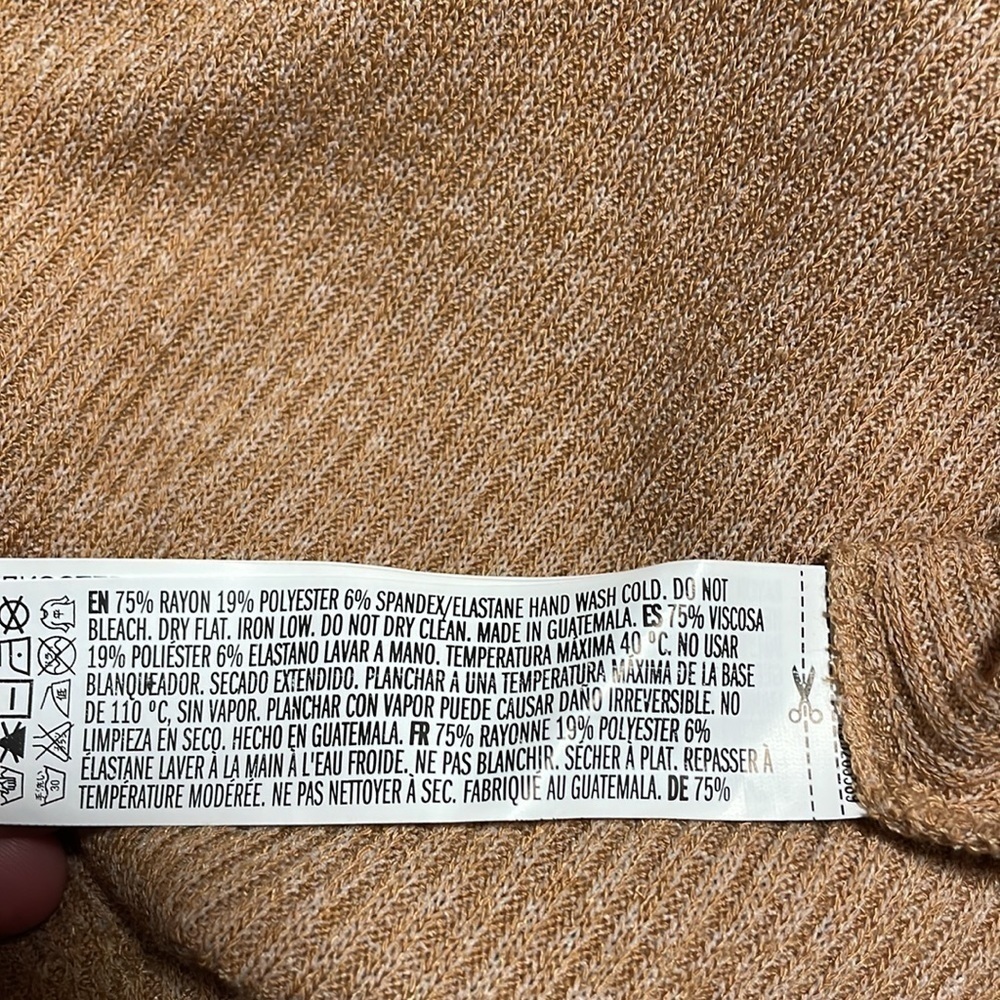 NWT F21 Ribbed Dress Small Camel Tan Tank Mini Lace Jersey Knit Stretch Babydoll - Picture 14 of 14